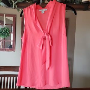F21 Pink Sleeveless Tie Neck Blouse